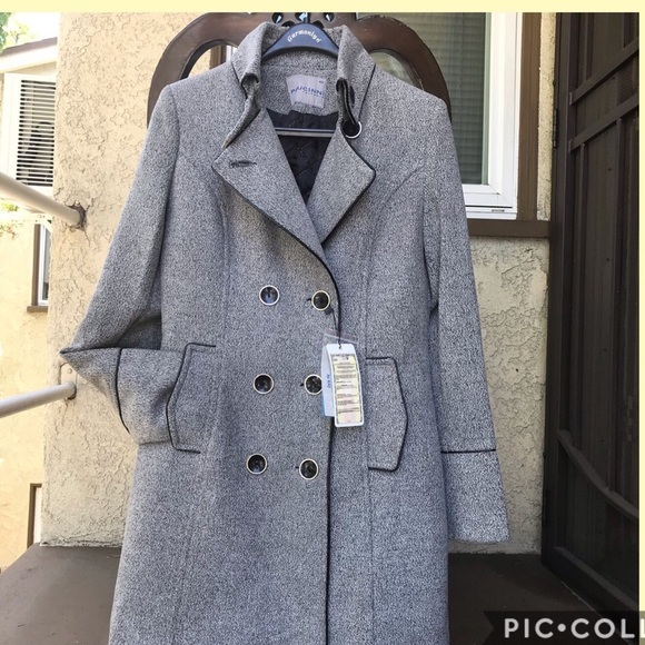 New‎ Double-Breasted Tweed Grey Coat by PAUCINNI - Picture 4 of 8